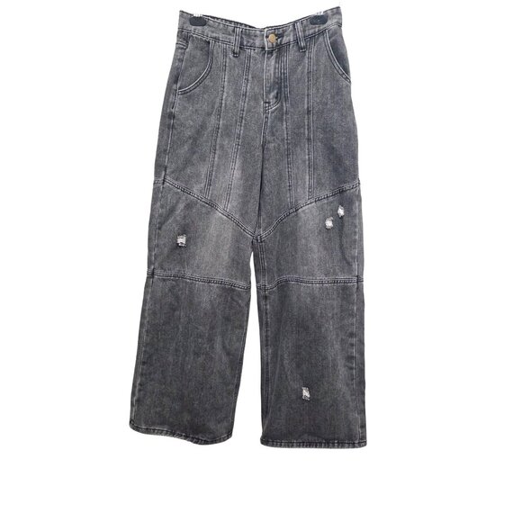 Romwe Men's Distressed Wide-Leg Gray Denim Jeans Size 28 - Picture 1 of 7